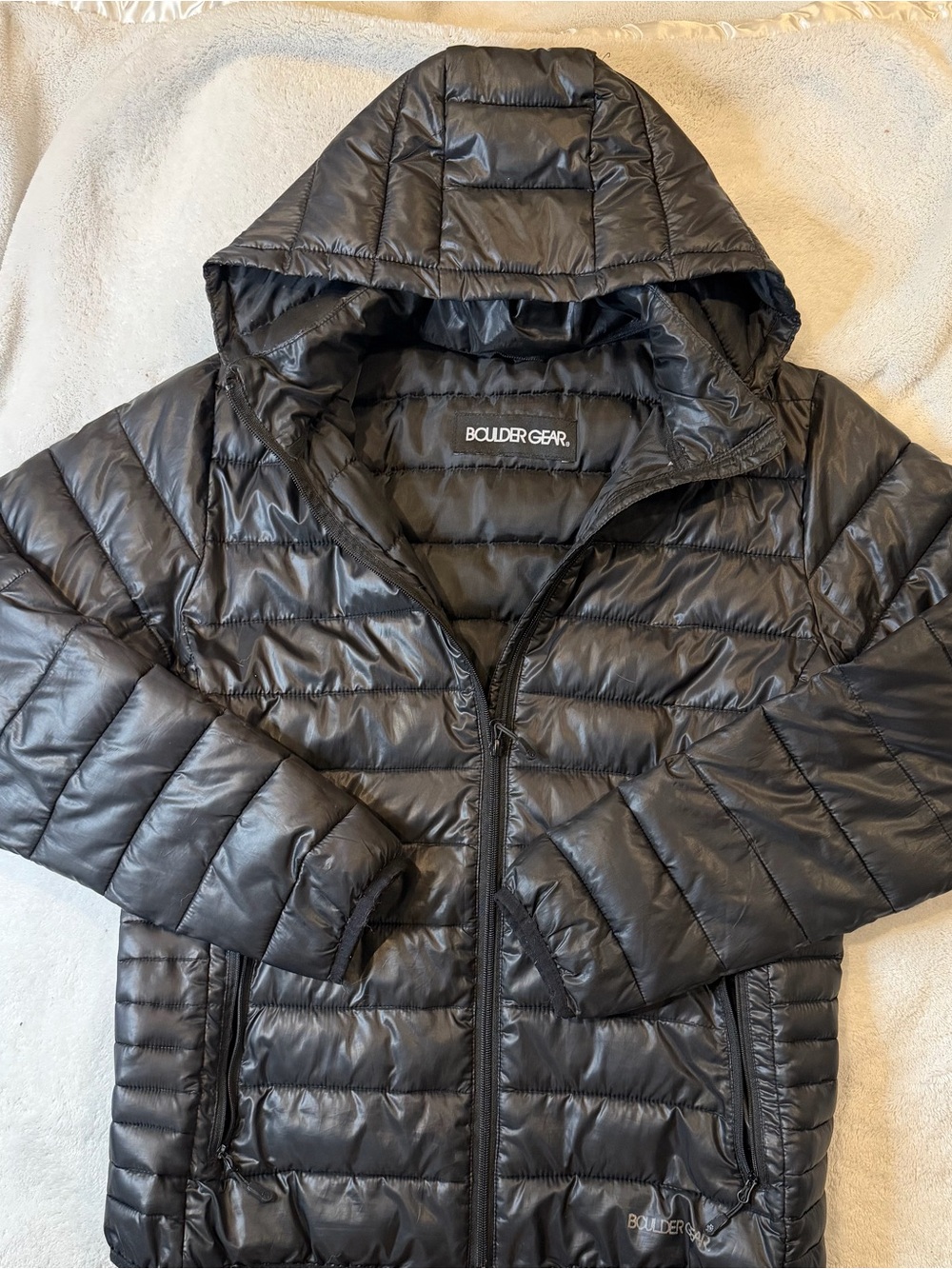 Boulder Gear Black Quilted Hooded Puffer Jacket With Removable Hood